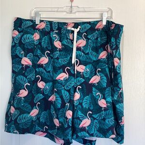 Members Mark Tropical Flamingo Swim Trunks - Pink & Teal 2XL BNWT